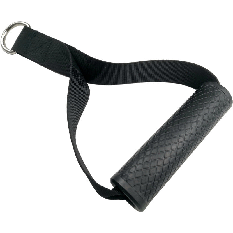 Black wrist support strap with textured grip on a white background